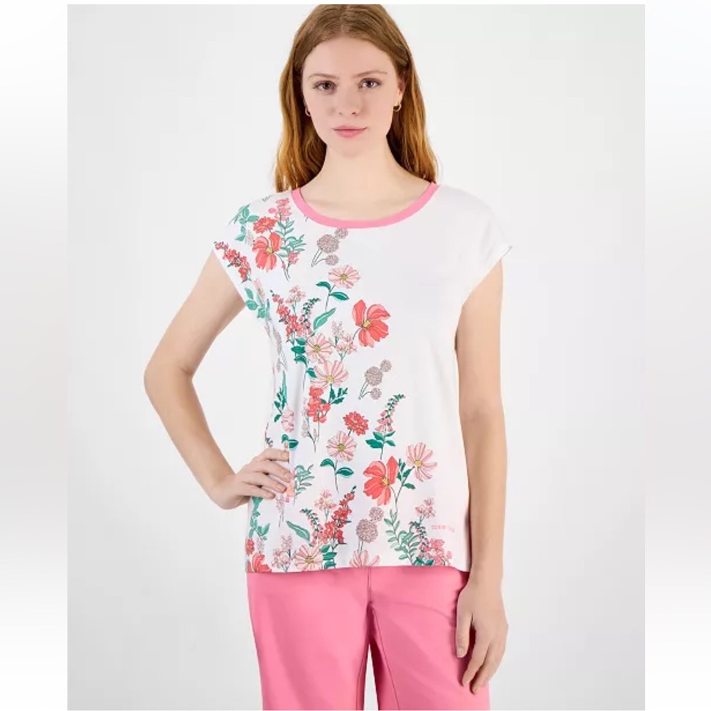 Tommy Hilfiger White Floral Short Sleeve Top
